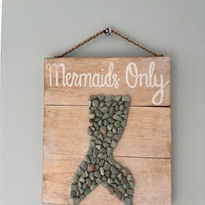 Mermaids Only Wall Sign - Aqua Stone Mermaid Tail